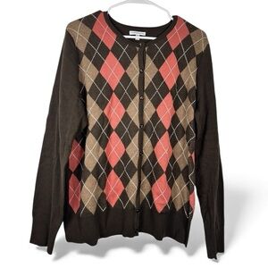 Croft & Barrow argyle Cardigan Sweater, Size Large